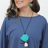 Turquoise Robin On A Branch Necklace