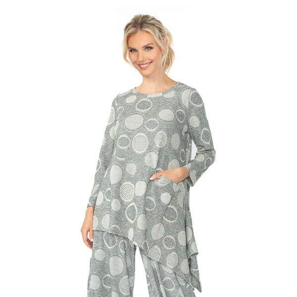 IC Collection Polka-Dot Asymmetric Tunic in Grey - 6921T-GRY