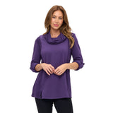 French Terry Side Contrast Tunic in Purple - TW102-PPL