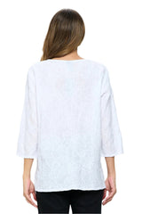Floral Embroidered Voile Top in White - EC420-WHT