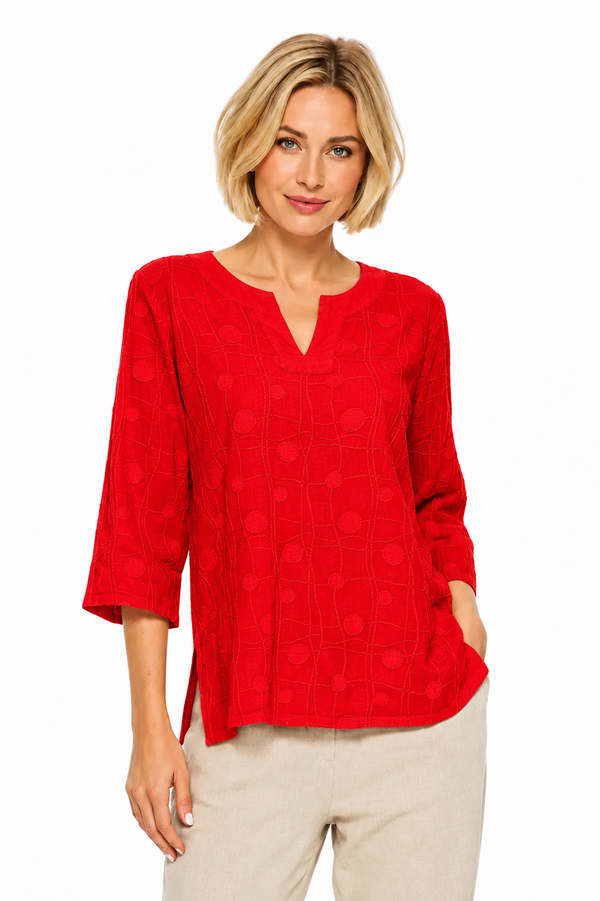 Embroidered Cotton Voile Tunic Top - EC429 - Size XL Only!