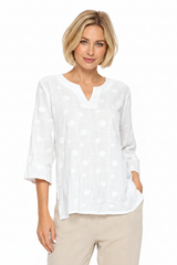 Lightweight Embroidered Cotton Tunic Top - EC429