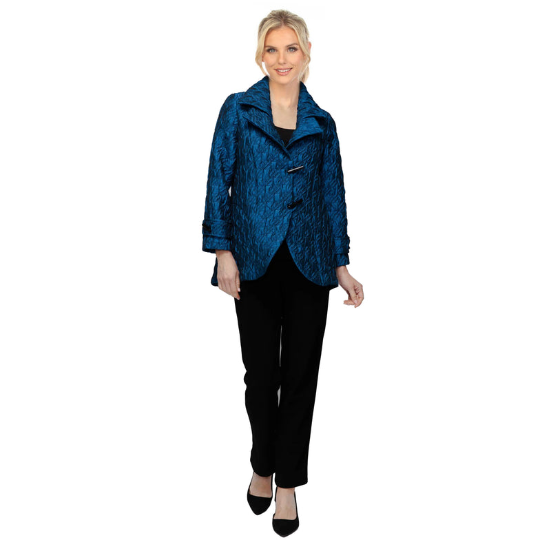 Sculpted Texture Double Collar Jacket in Blue - 7510J
