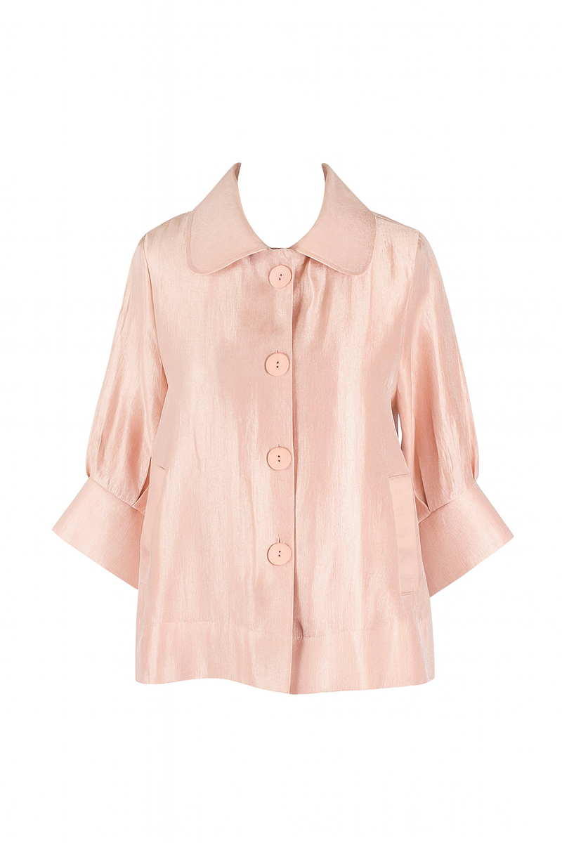 Shimmery Button Front Jacket in Rose Gold - 4741-RG - Size M