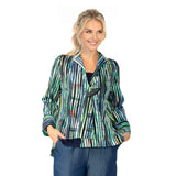 Ombré Stripe Asymmetric Jacket in Blue Multi - 6942J-BLU