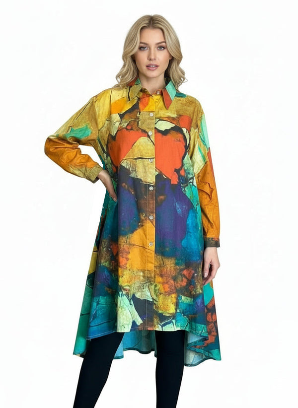 Rauchenberg Inspired Swing Dress in Multi - PS-1077-RAU