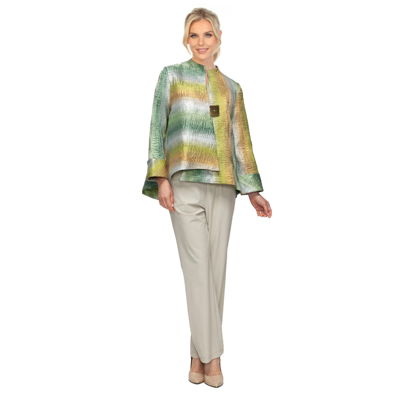Stunning Metallic Asymmetric Jacket - 7518J-GRN