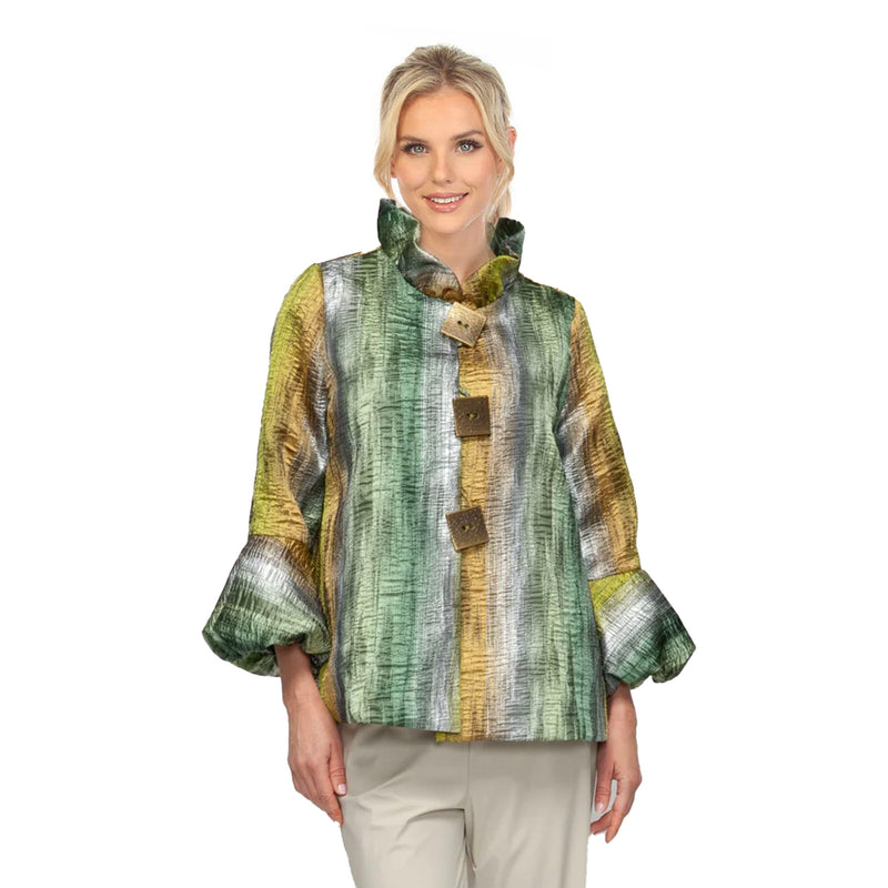 Metallic Stripe Jacket in Green - 7572J-GRN