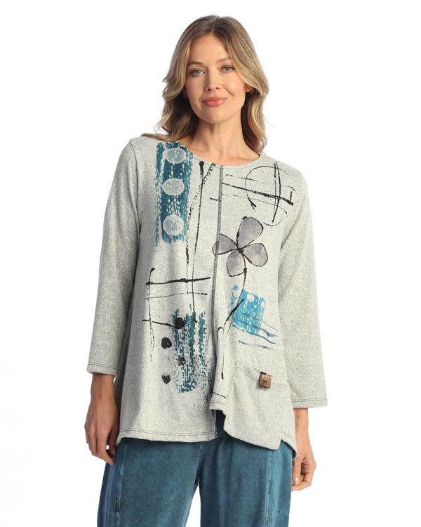 Jess & Jane “Petals” Brushed Knit Tunic Top - FB2-1826