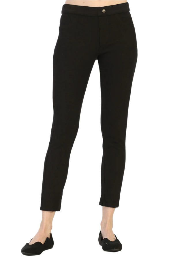 Pull-On Denim Leggings in Black - FC-101-BLK