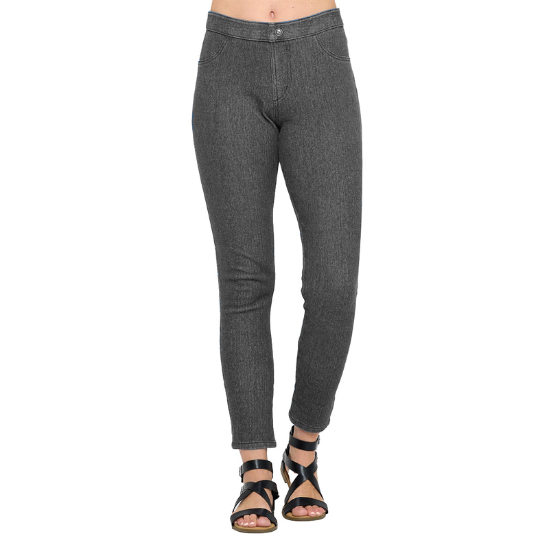 Denim Knit Stretch Ankle Pant w/Back Pockets -  FC105
