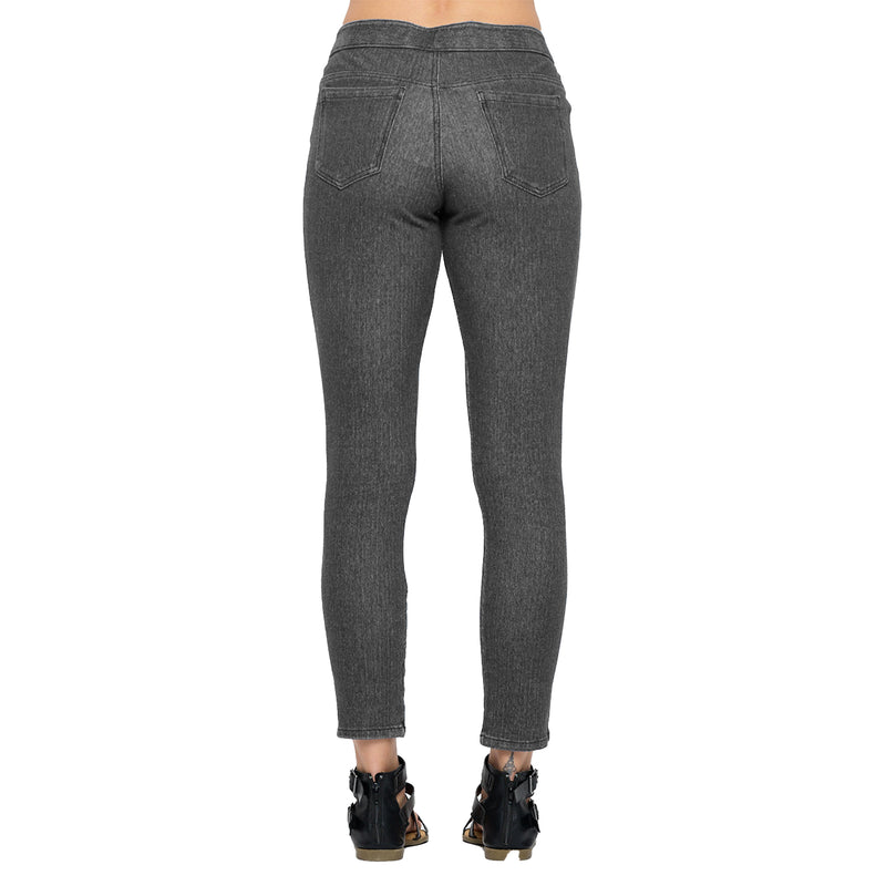 Denim Knit Stretch Ankle Pant w/Back Pockets -  FC105