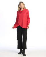 Curve Cowl Neck Button Wrap Top - FT1