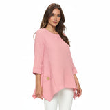 Long Waffle Tunic in Pink Rose - FW135-RS