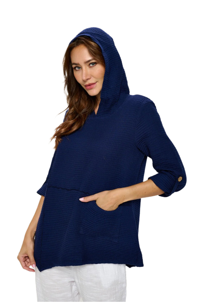 Lightweight Waffle Hoodie in Navy - FW-150-NVY