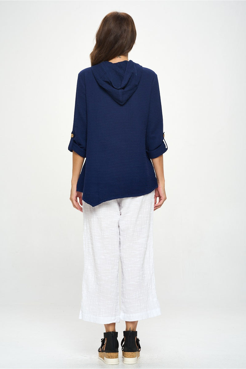 Lightweight Waffle Hoodie in Navy - FW-150-NVY