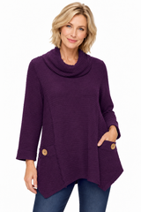 Waffle-Knit Cowl-Neck Tunic - FW153