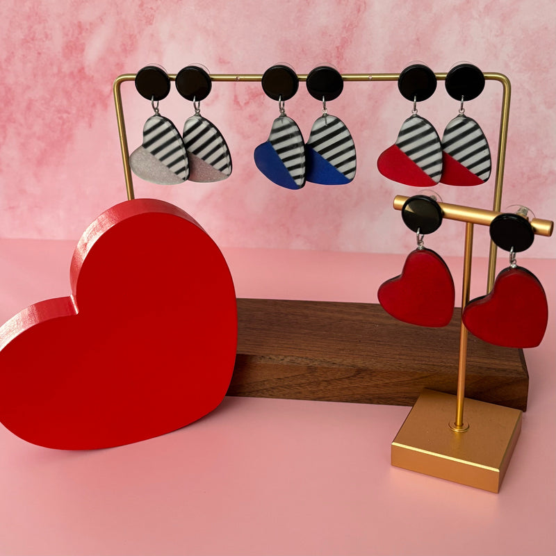 Red Frosted Heartstrings Earring