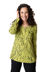 Cozy Rib Wavy Dots V-Neck Tunic - 16802