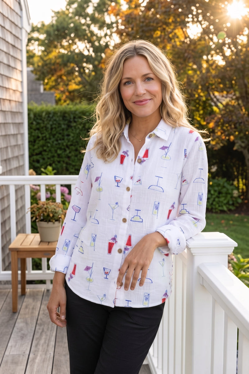 Cheers Cocktail Shirt — white