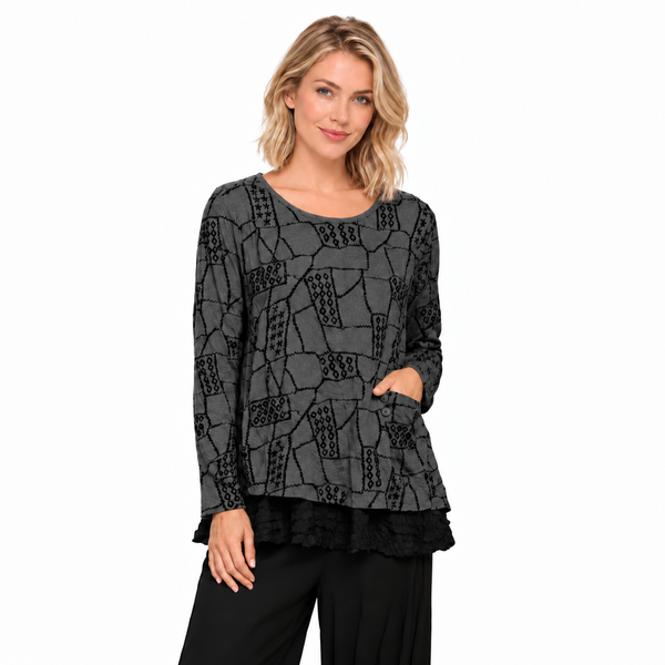 The Gizel Soft Crinkled Sweater-Knit Top - CB62318