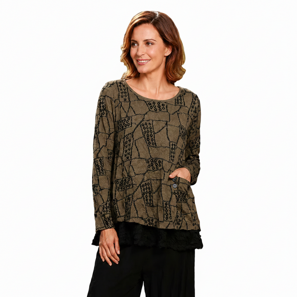 The Gizel Soft Crinkled Sweater-Knit Top - CB62318
