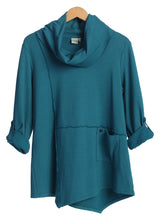 Draped Cowl-Neck Tunic in Teal - HC201-TL