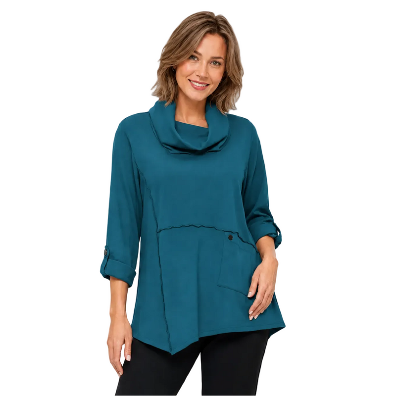 Soft Cotton Knit Cowl-Neck Tunic - HC201