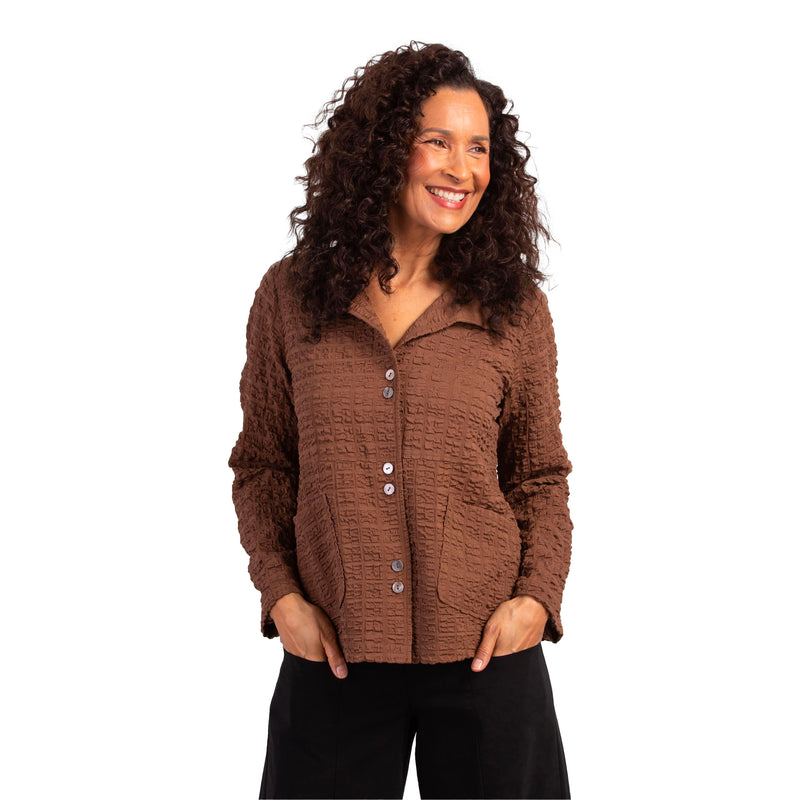 Habitat Pucker Weave Easy Swing Jacket in Chocolate - 23712-CHC - Size S Only!
