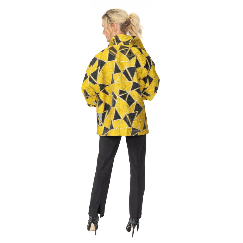 IC Collection Geometric Metallic Jacquard Jacket in Yellow - 6755J-YLW