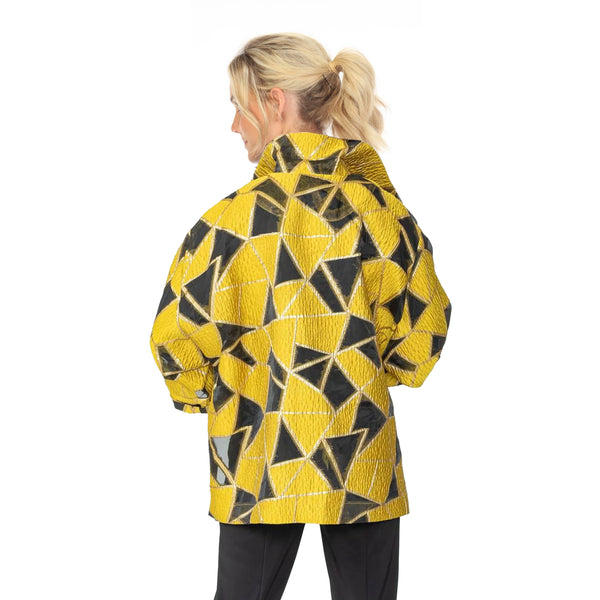 IC Collection Geometric Metallic Jacquard Jacket in Yellow - 6755J-YLW