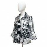 Black & White Cityscape Button Jacket - 4996
