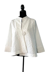 Textured Asymmetric Jacket in White - 6439J-WHT