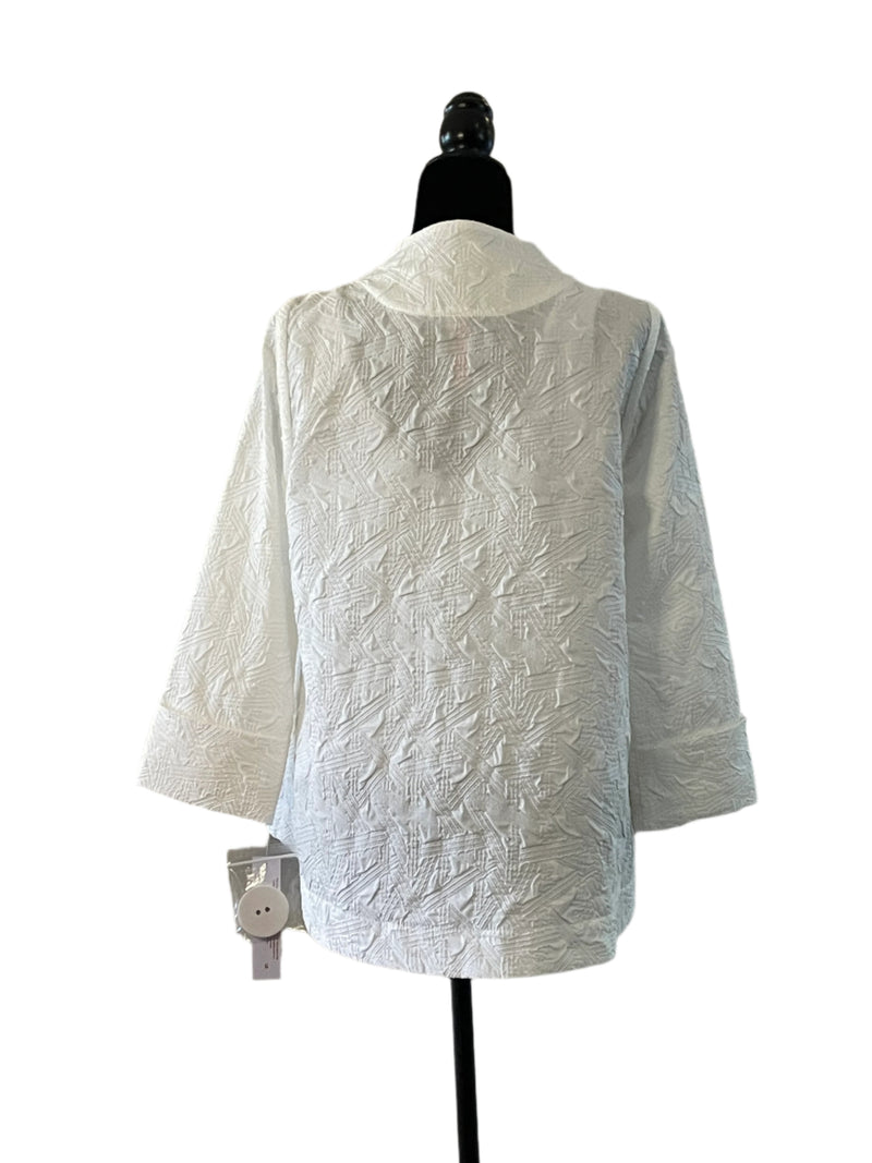 Textured Asymmetric Jacket in White - 6439J-WHT