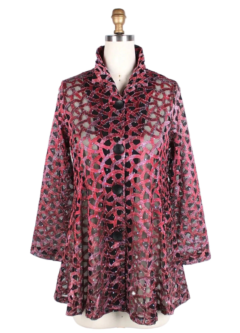 Red Ombré Soutache Mesh Jacket - 300-RD