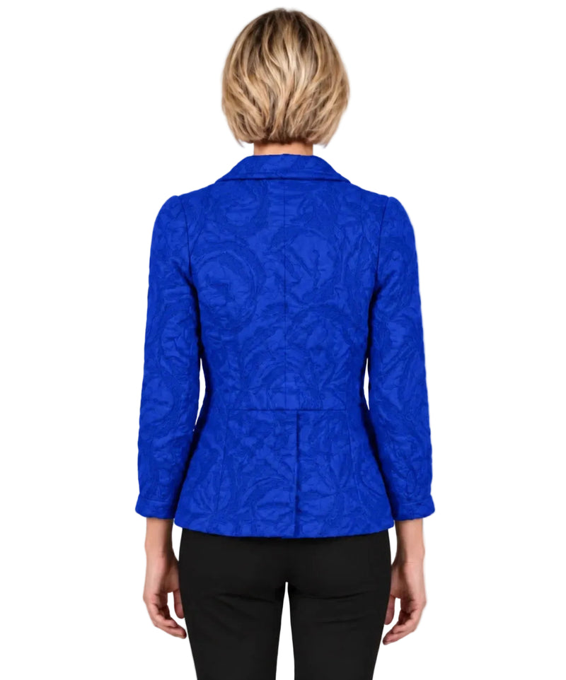 Tonal Jacquard One-Button Jacket in Red - MJ6021-BLU