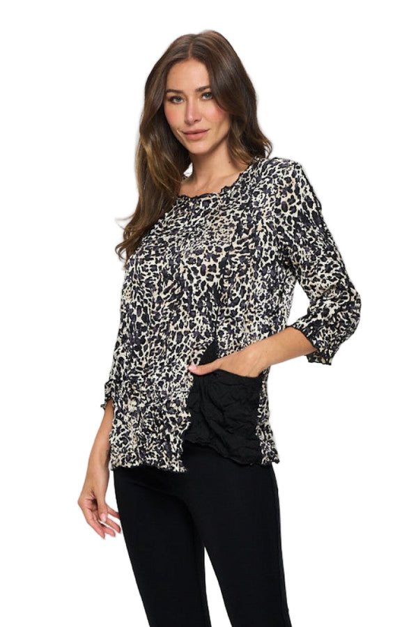 JJ Leopard Print Pocket Top - IP118
