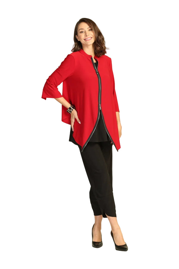 by JJ Stretch Jersey Zip Jacket in Red - IT-114