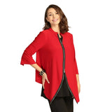 by JJ Stretch Jersey Zip Jacket in Red - IT-114