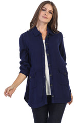 Textured Long Shirt/Jacket in Navy - JG004-NVY