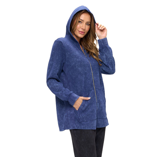 Mineral Wash Zip Hoodie in Navy - JT405-NVY