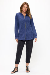 Mineral Wash Zip Hoodie in Navy - JT405-NVY