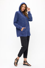 Mineral Wash Zip Hoodie in Navy - JT405-NVY