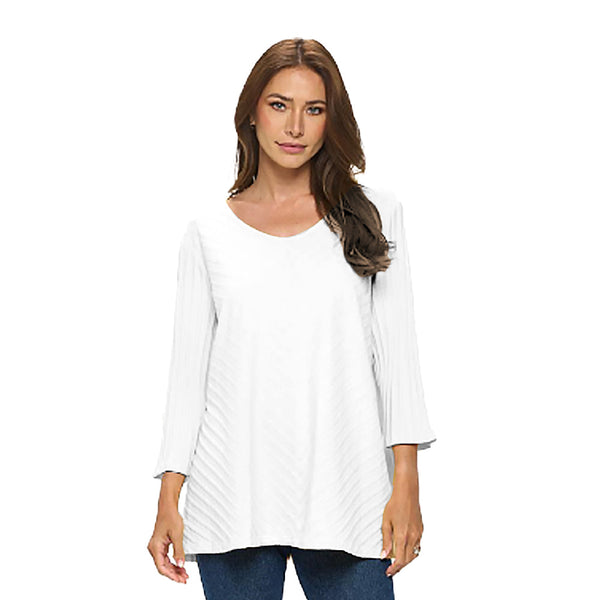 Focus Cotton Jersey V-Neck Tunic Top in White - JR101-White