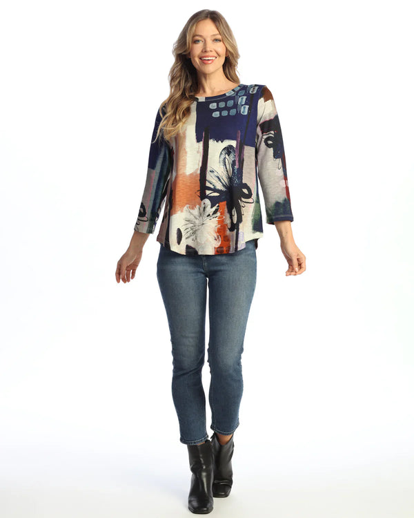 "Provence" Cotton Modal Round Neck Top - KM1-1494