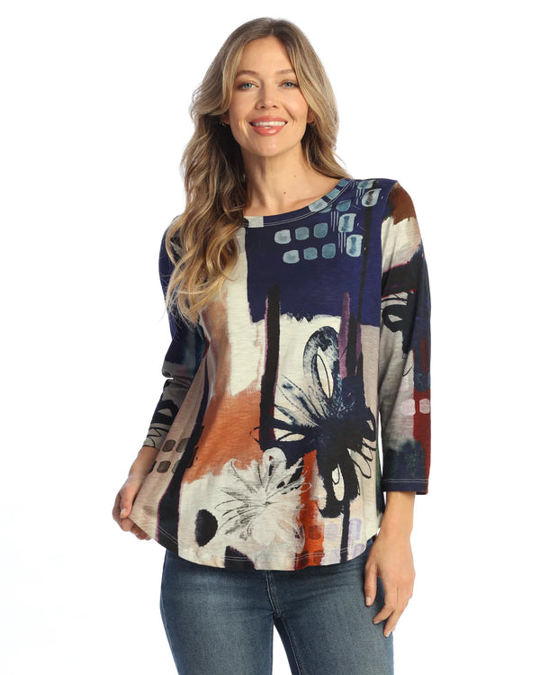 "Provence" Cotton Modal Round Neck Top - KM1-1494