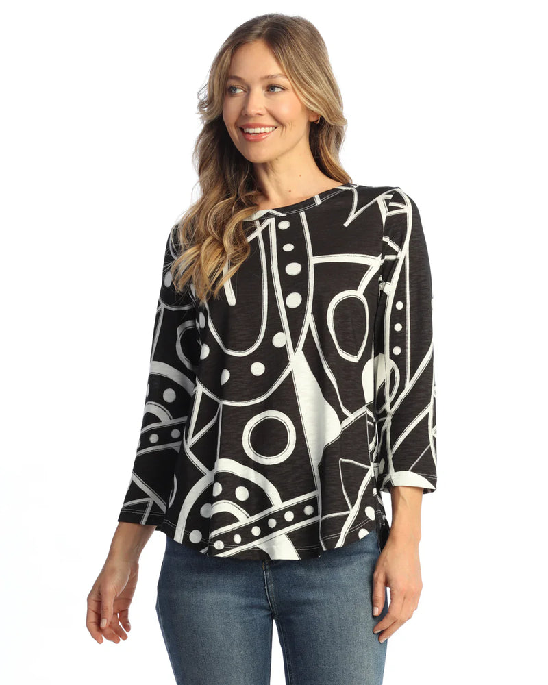 "Déjà Vu" Cotton Modal Round Neck Top - KM1-2167 - Limited Sizes!