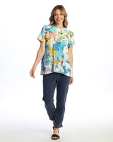 "Kelly" Cotton Modal Short Sleeve Top W/ Pockets- KM3-2050