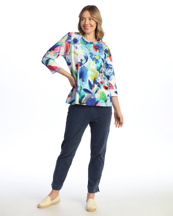 "Charlotte" Cotton Modal Relaxed Top W/ Side Pocket- KM4-2059