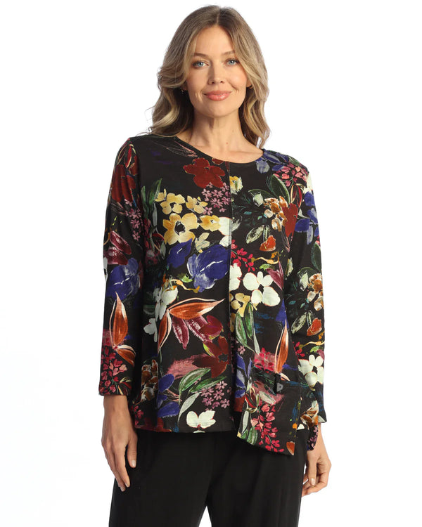 "Juliette" Modal Round Neck Top w/ Offset Pocket- KM5-2141